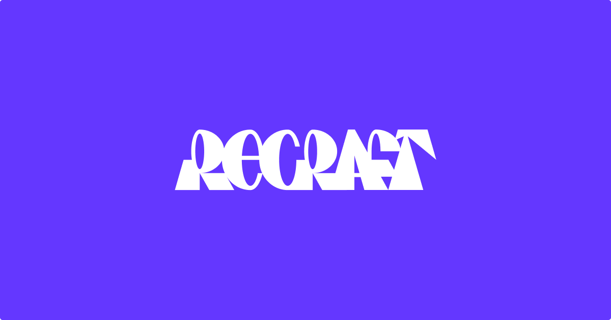 The Recraft wordmark on its brand violet